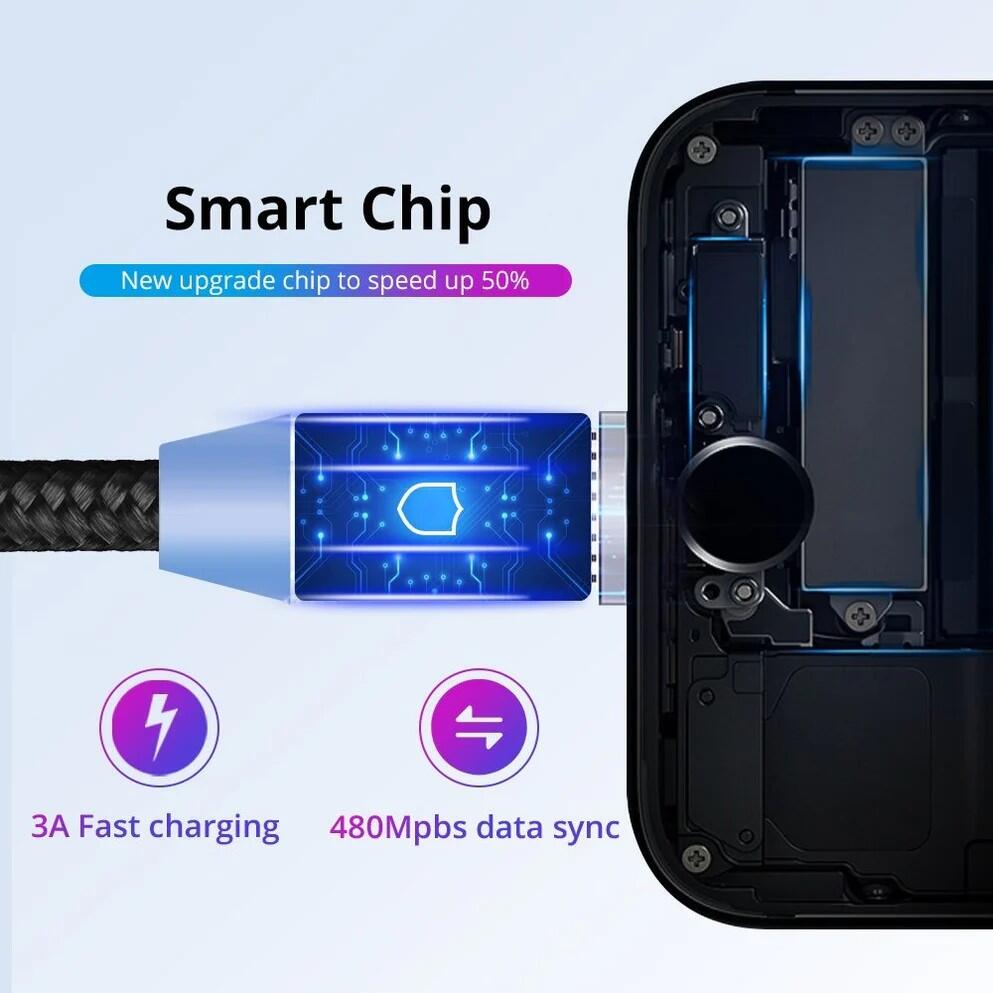 CABLE USB CON LUZ IMAN 3 EN 1