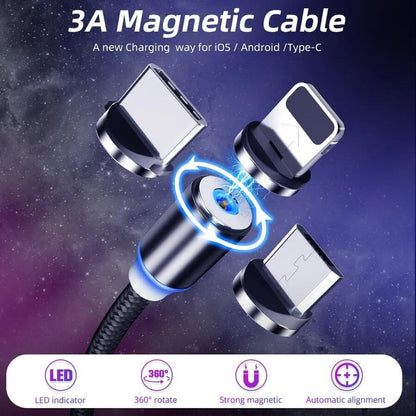 CABLE USB CON LUZ IMAN 3 EN 1