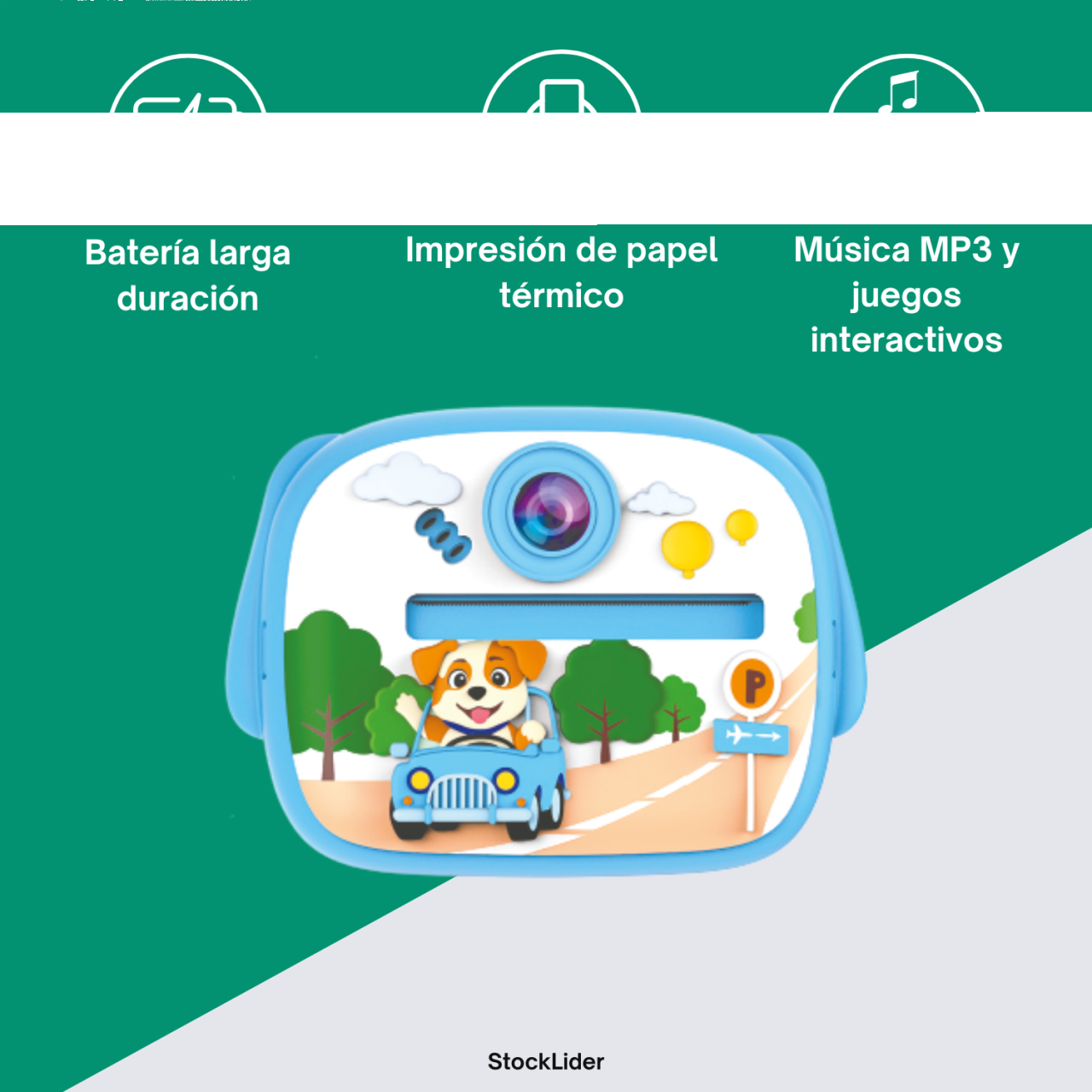 Cámara infantil con impresora térmica Azul Stock Lider