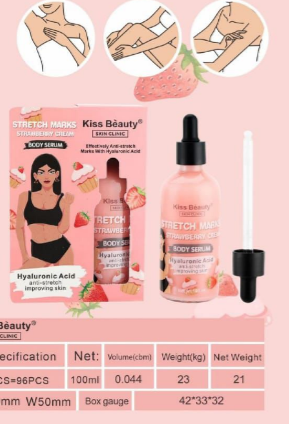 Sérum Corporal Anti‑Estrías Ácido Hialurónico y Fresas Kiss Beauty 100 ml