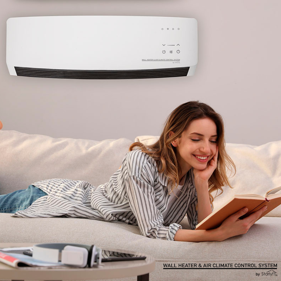 Calefactor y climatizador de pared 2 en 1